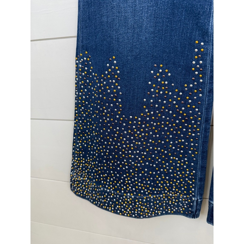 NWT Pilcro Anthropologie Retro Studded Low-Rise Flare Jeans 27 - Picture 3 of 12